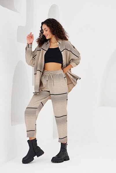 Orfeo Negro Πουκάμισο Oversize κομμένο με οριζόντια μοτίβο ρίγες