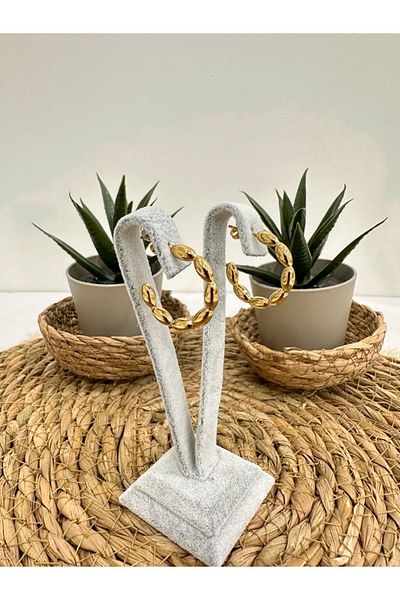 MAT STORE STEEL BOMBELED GOLD COLOR HOOP EARRING