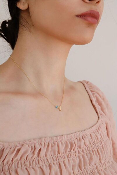 Minamis Silver 925 Ayar Gümüş Gözlü Üç Boyutlu Y Harfli Kadın Gümüş Kolye