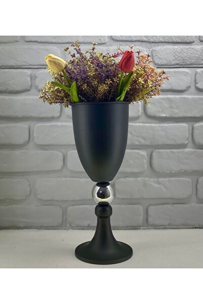 365GUNSERİSONU Modern Dekoratif Siyah Krom /Altın Toplu Metal Yüksek Ayaklı V...