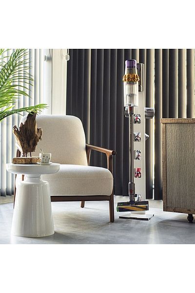 thorqtech حامل مكنسة كهربائية عمودي أبيض متوافق مع موديلات Dyson V15 - V12 - V11 - V10 - V8