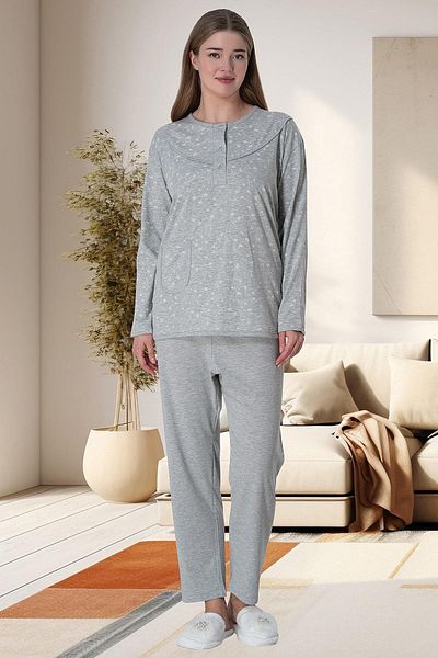 Mecit Pijama Σετ μακρυμάνικη πιτζάμες Plus Size - 80% βαμβάκι 20% βισκόζη