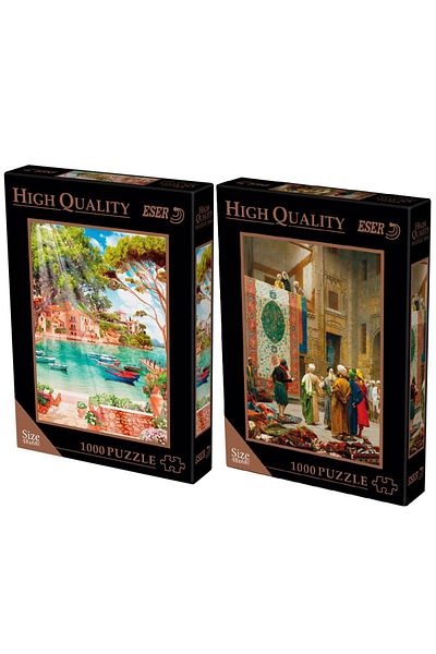 ESER Puzzle 2x1000 Pieces 48x68 Cm Puzzle Carpet Merchant / Sorrento Harbor