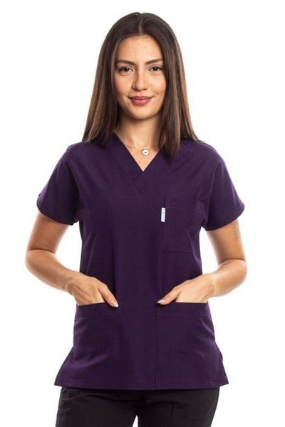 Simirna Üniforma Surgical Doctor Nurse Scrubs Dark Purple Jersey Single Top