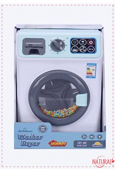 OMZ Sesli ve Işıklı Yeşil Çamaşır Makinesi Kız Erkek Cocuk Egitici Montessori...