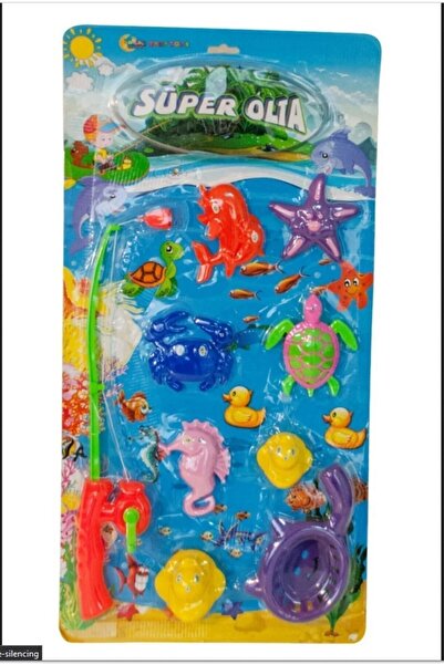 ZEYSHOPİNG Kartela Balık Olta Oyuncak Seti Mıknatıslı Egitici  Oyuncak Olta 3...