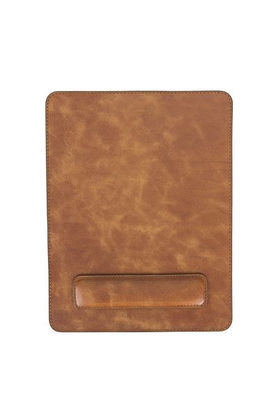 Lev Leather Ергономична подложка за мишка от естествена кожа - опора за китката, подарък за офис с възможност за наименуване