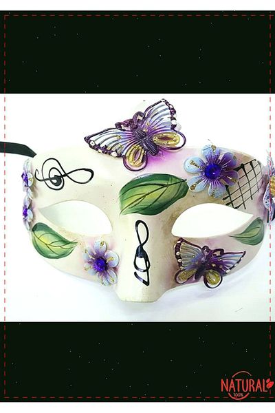 OMZ Butterfly Embroidered Toy Mask with Purple Color Leaf Model for New Year's Party