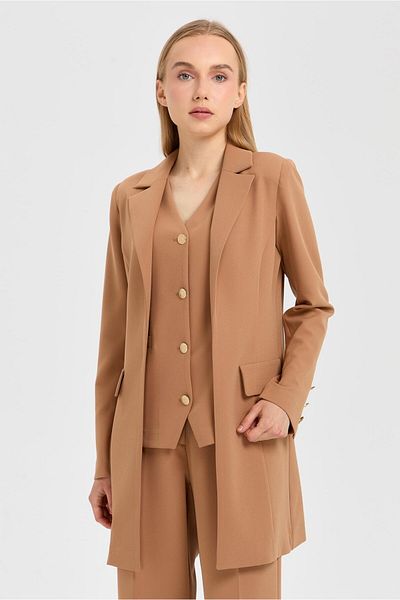 Esswaap Camel Vest and Jacket Set