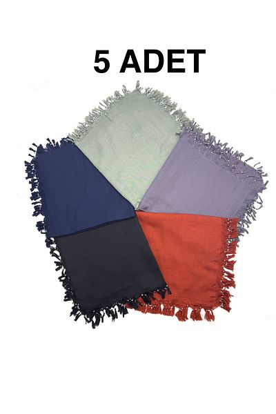 nazipek Pachet de 5 bumbac, culoare uni, dimensiune mare, scris cu margele de înaltă calitate 110x110cm