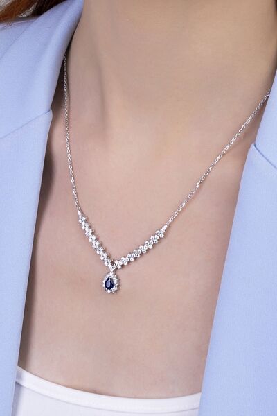 goldberia Safir Renk Damla Anturanj Gerdanlık