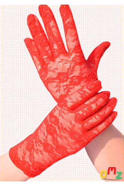 OMZ 1 Piece Red Short Lacy Gloves - Girl's Montessori Toy