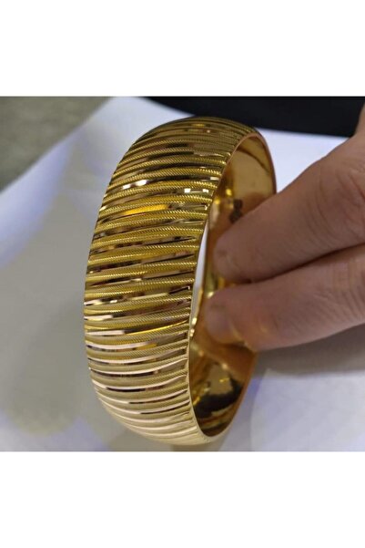 barisiva gold 22 Ayar Altın Kaplama Kadın 3 Cm Eninde Bilezik Modeli 1 Adet F...