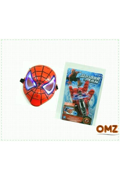 OMZ Kids Spiderman Ağ Fırlatan Ok Atan Eldiven Ve Işıklı Örümcek Adam Maskesi...