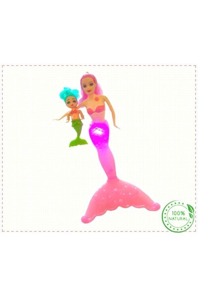OMZ 1 Adet Işıklı Deniz Kızı 33 Cm Ve Işıklı ; Yavrusu 14 Cm Denizkızı Set Kız Cocuk Erkek Cocuk Oyunca