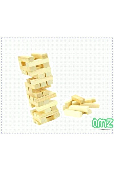 OMZ Jenga Büyük Boy Doğal Ahşap Denge Kule Oyunu 54 Parça Cenga Erkek Cocuk  Egitici Oyuncak