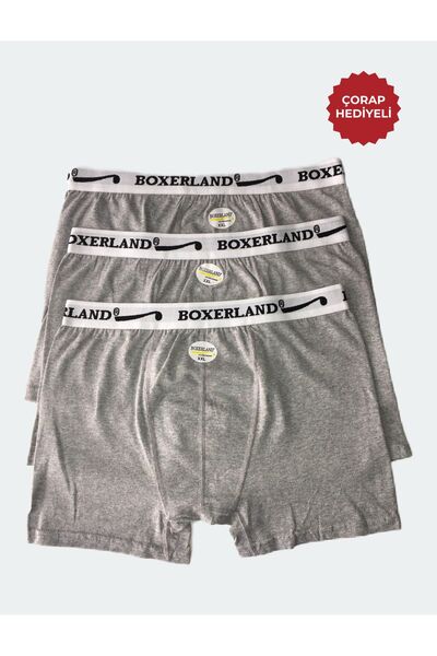 boxerland Erkek Likralı Penye Boxer Gri 10’lu