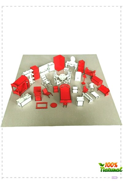 OMZ Oyun Evi 36Eşya Oyuncak Ev Sarı-beyaz 3 Yildizli Ürün Kız Erkek Cocuk Egi...