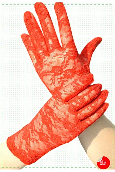 OMZ 1 Piece Red Short Lacy Gloves - Girl's Montessori Toy