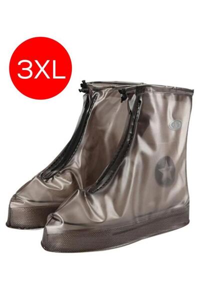 MUJGAN Silikon Yağmur Koruyucu Ayakkabı Kılıfı Kaymaz Su Kir Geçirmez Kahve 3XL