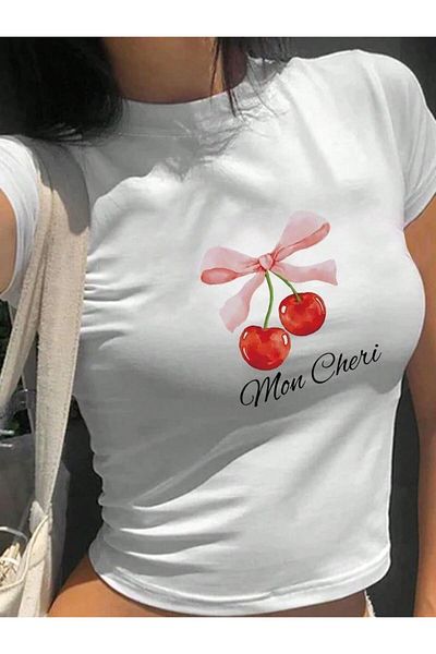 Touz Moda Μπλούζα Crop με στάμπα με κορδέλα μέσης