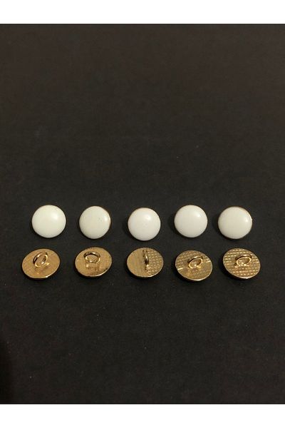 aensia White Italian Enamel Button on Gold Gold Small Size Metal Button 18 Size Buttons - Pack of 10
