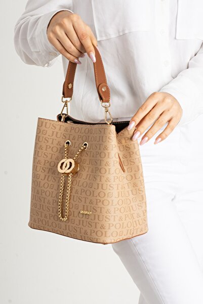 Just Polo حقيبة يد وكتف نسائية بحزام طويل و3 أقسام مطبوعة - PBU5602