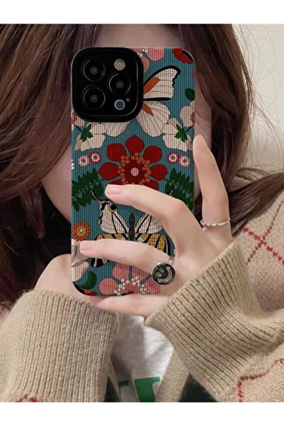 KVK PRİVACY iPhone 14 Pro Max Uyumlu Kılıf Vintage Çiçek Desenli Kamera Korum...