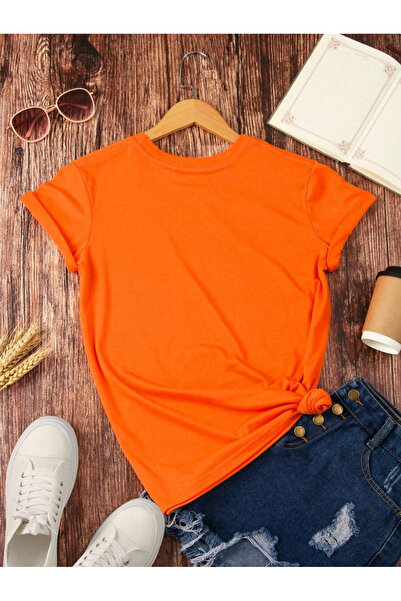 trendgar Πορτοκαλί μπλουζάκι με στάμπα καρδιάς
