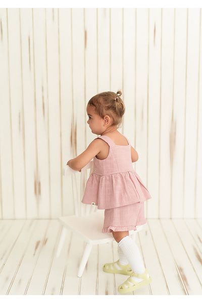 Kirazkids Κομψό Σετ σορτς μουσελίνας με λουράκι