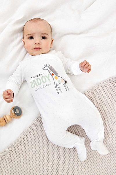 Next Baby 100% Organic Cotton Giraffe Patterned Dad Overalls