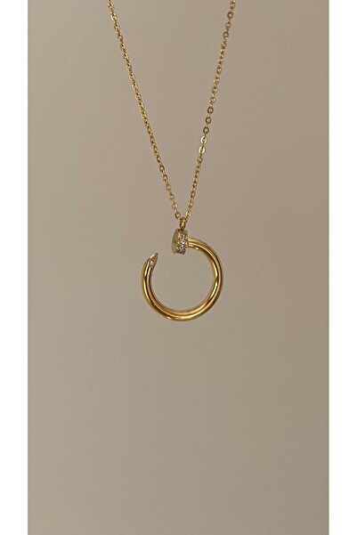 Opia JEWELRY - Taşlı Çivi Model VIP Çelik Kolye (40+6CM)