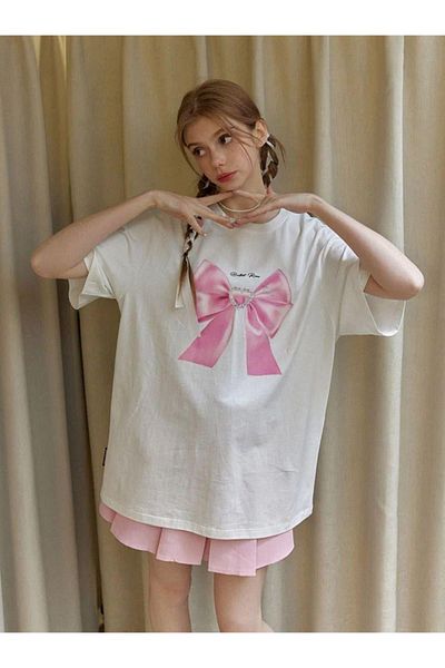 Gofeel Μπλουζάκι Unisex Oversize με λεπτομέρεια λευκής κορδέλας