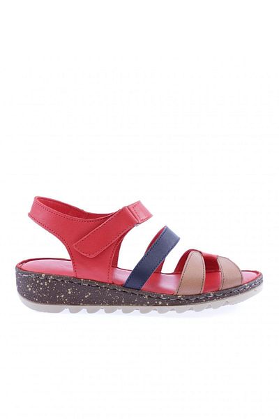 DGN 320-23y Sandale cu velcro cu bretele pentru femei, piele naturală, roșu Garni