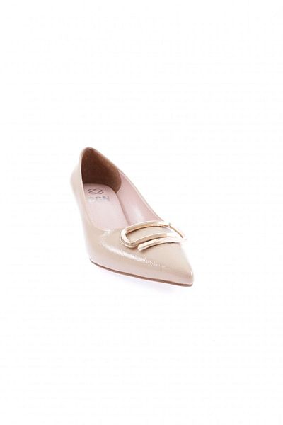 DGN K510 Nude Wrinkled Patent Leather - Women's Pointed Toe Accessory Heeled Shoes