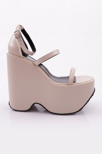 DGN Women's Thick Heel Ankle Strap Sandals Beige 31122654