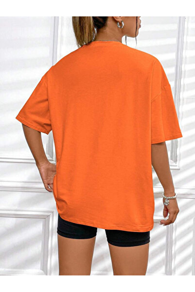 trendgar Unisex Red Oversize T-shirt - Side Heart Printed