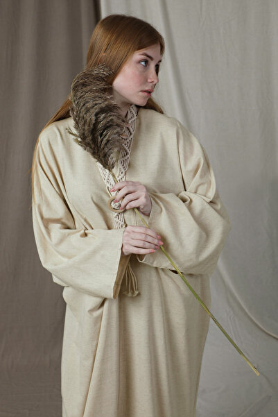 ZÜLAYS Salaş Keten Elbise Taş