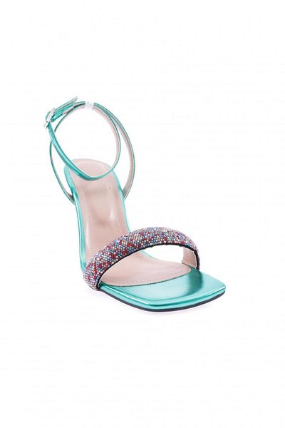 DGN 5161-23y Pantofi cu toc pentru femei Silver Stone, verde metalic