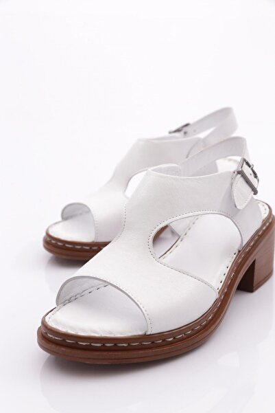 DGN Women's Open Sides Sandals White Tan Genuine Leather 41435109