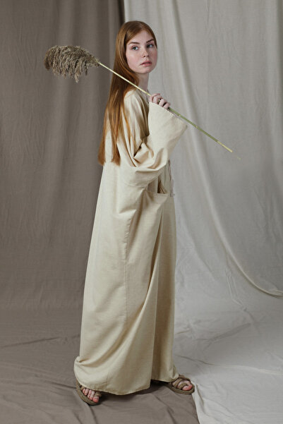 ZÜLAYS Salaş Keten Elbise Taş