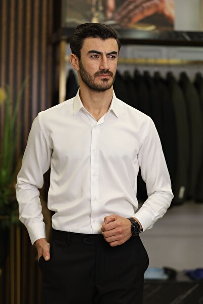LONATOLİA White Slim Fit Men's Shirt - Xprzg200-10