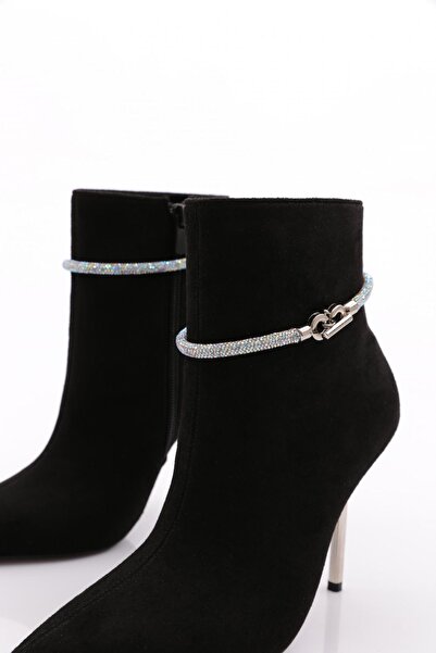 DGN Kadın Topuklu Bot Siyah Dana 91223557