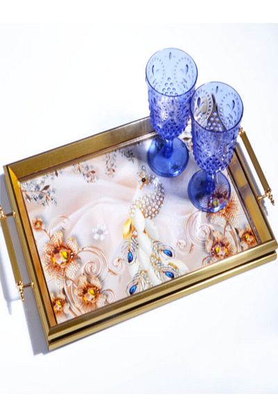 Kosova 50*31 Cm Luxury 314 Gold Rectangular Tray