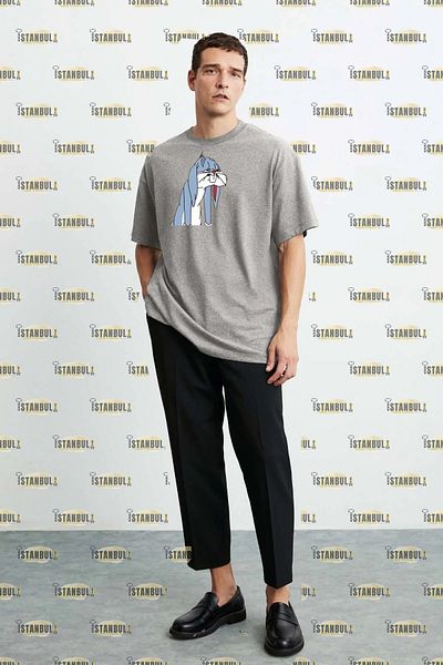 aynewmoda Sleeping Rabbit Printed Oversized T-Shirt