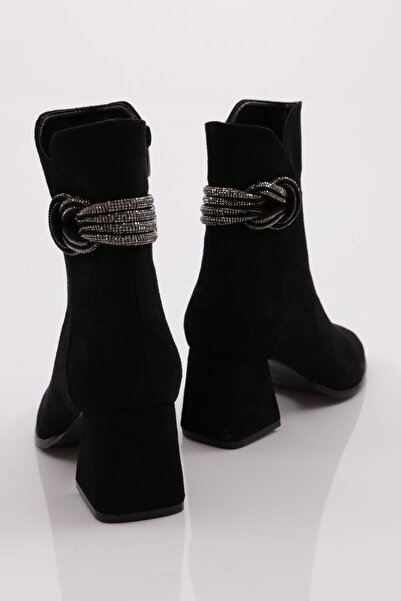 DGN Kadın Topuklu Bot Siyah Süet 342323539