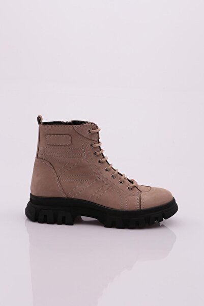 DGN Γυναικείες μπότες Nubuck από γνήσιο δέρμα 22k - με μπροστινό κορδόνι και λεπτομέρεια ραφής με φερμουάρ 109133294