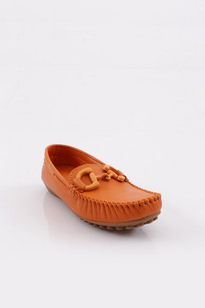 DGN K105 Pantofi Mocasini Accesorii Dama Portocaliu Piele Veritabila