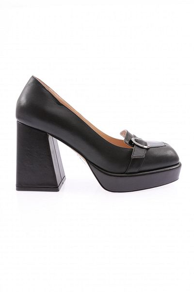 DGN Women's Front Buckle Platform Heeled Shoes Black Black Patent Leather Genuine Leather 435622353