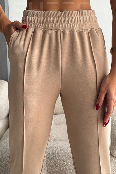 SHEESH APPAREL بنطال رياضي ذو ملمس ناعم من الجمل عالي الخصر